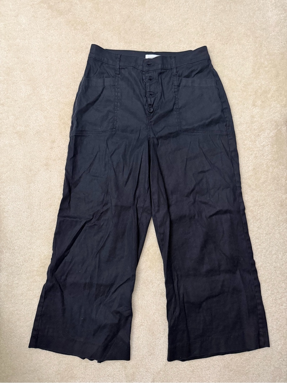 Evereve Black Button-Front Wide Pants